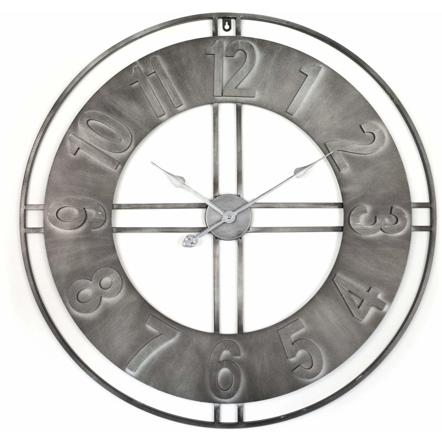 Wall-Art Wanduhr XL Industrial Ø 50 cm Silber günstig online kaufen