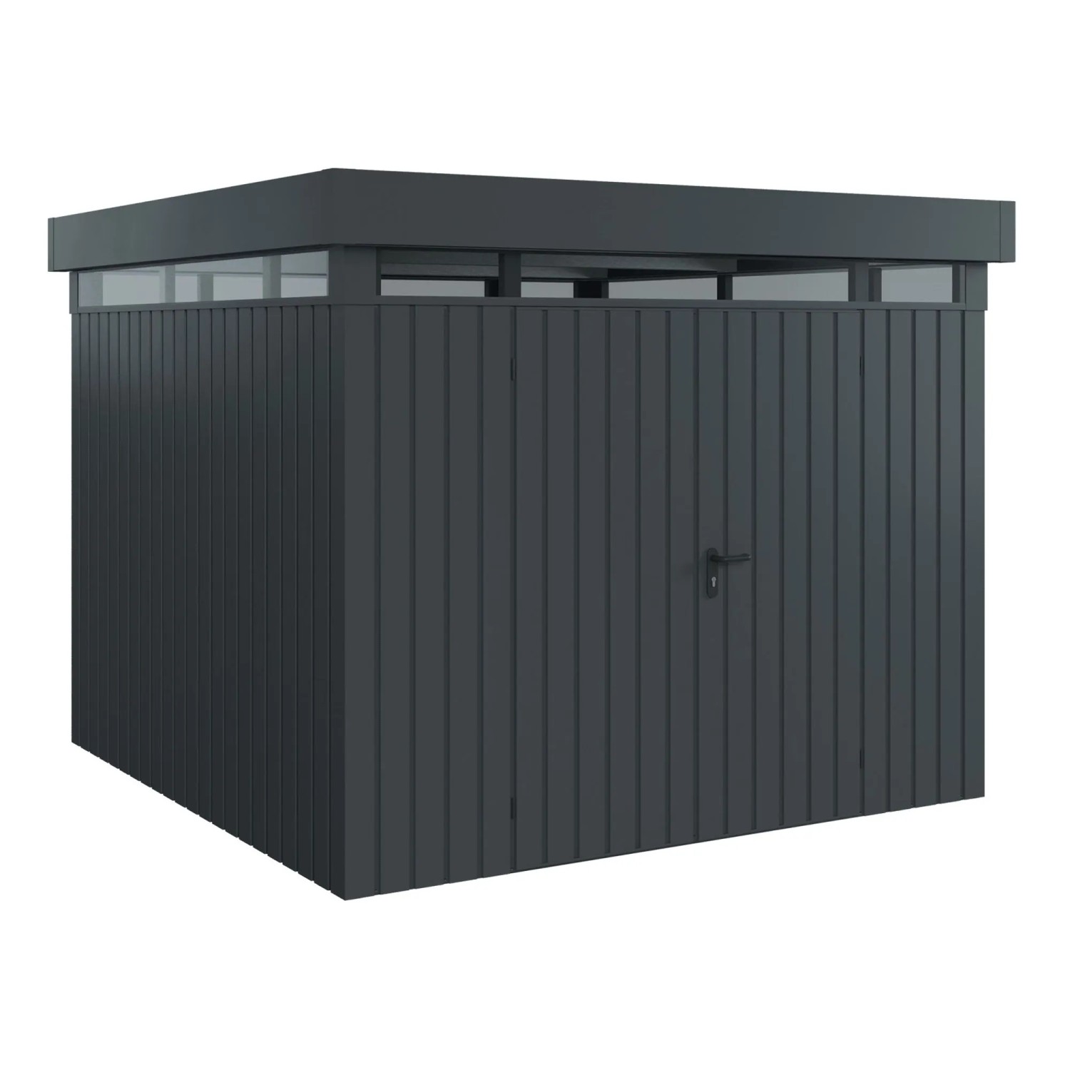 EcoStar Gerätehaus Euroline Flachdach Lichtband 277 cm x 277 cm Anthrazit 2-flg.