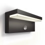 Moderne, anthrazitfarbene Philips LED Aussenwandleuchte mit Bewegungssensor.