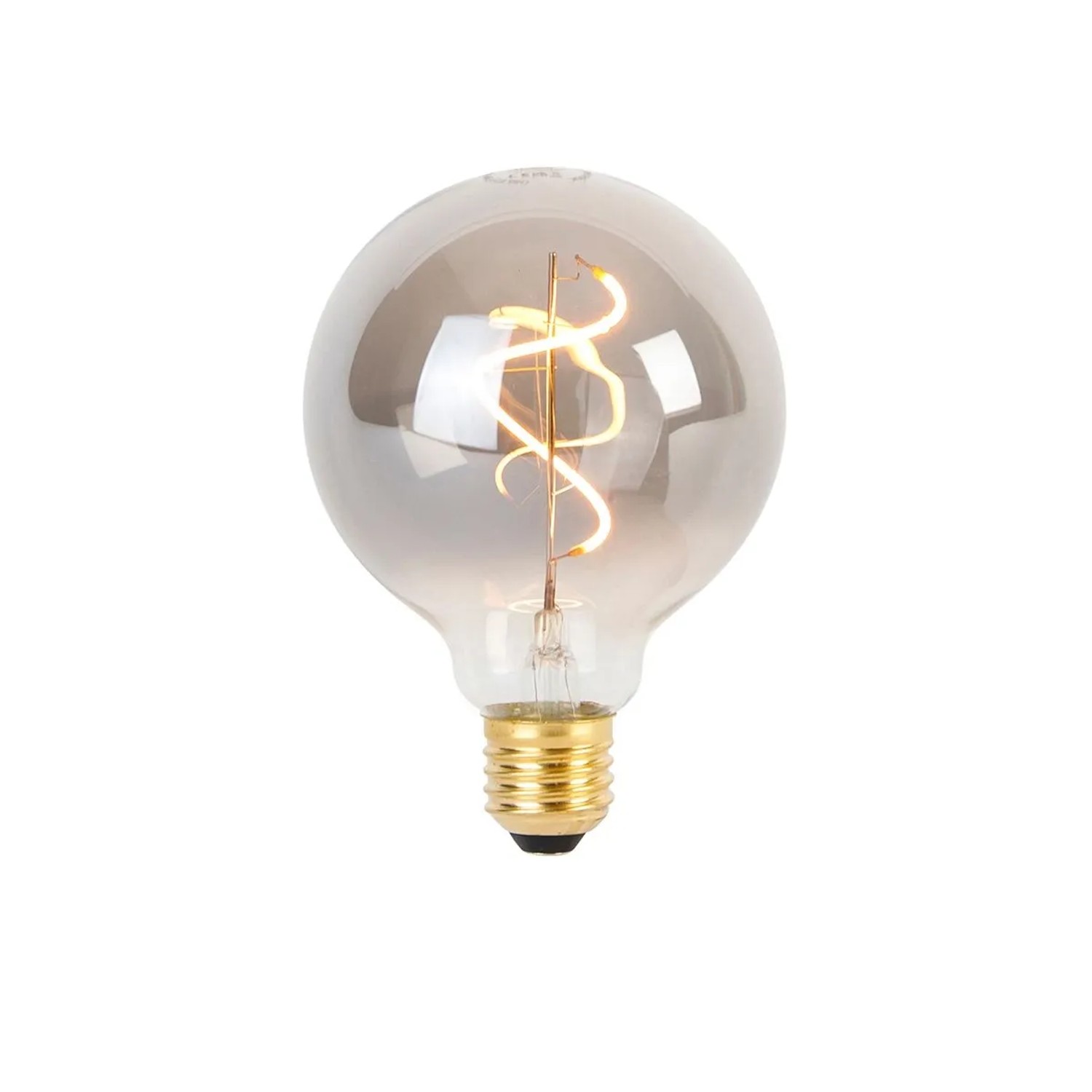LUEDD E27 Dimmbare LED Spiralfadenlampe G95 Rauch 3W 95,m 1800K
