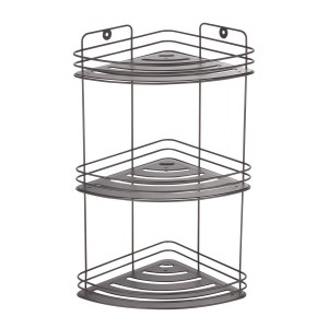 MSV Eckregal Kery, mattschwarz, Stahl, 3 Ablagen, zur Wandmontage. Badregal für die Ecke.