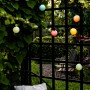 Konstsmide LED-Lichterkette Globe Pastell, 10 Leuchten, 14,5m, mit Dimmer für Außen-Deko.
