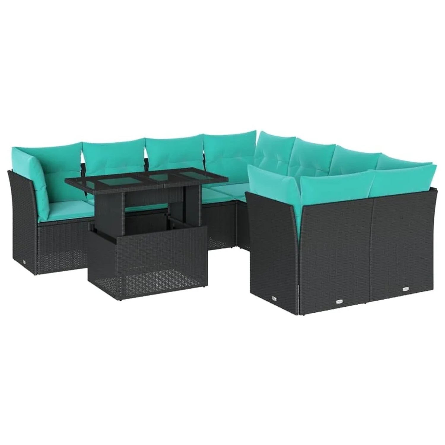 vidaXL 9-Tlg Gartensofa-Set mit Kissen Schwarz Polyrattan 3266427 günstig online kaufen