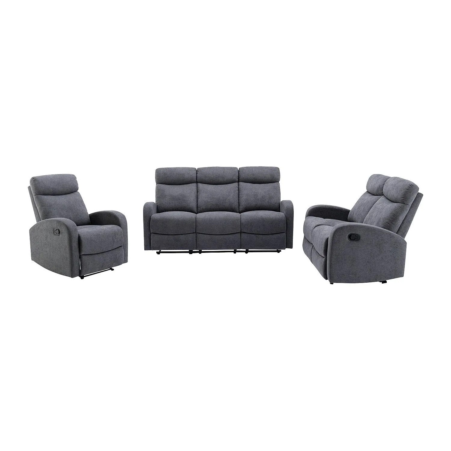 Vente-unique Couchgarnitur Mit Sessel Evelyn Grau 75 cm  128 cm  180 cm