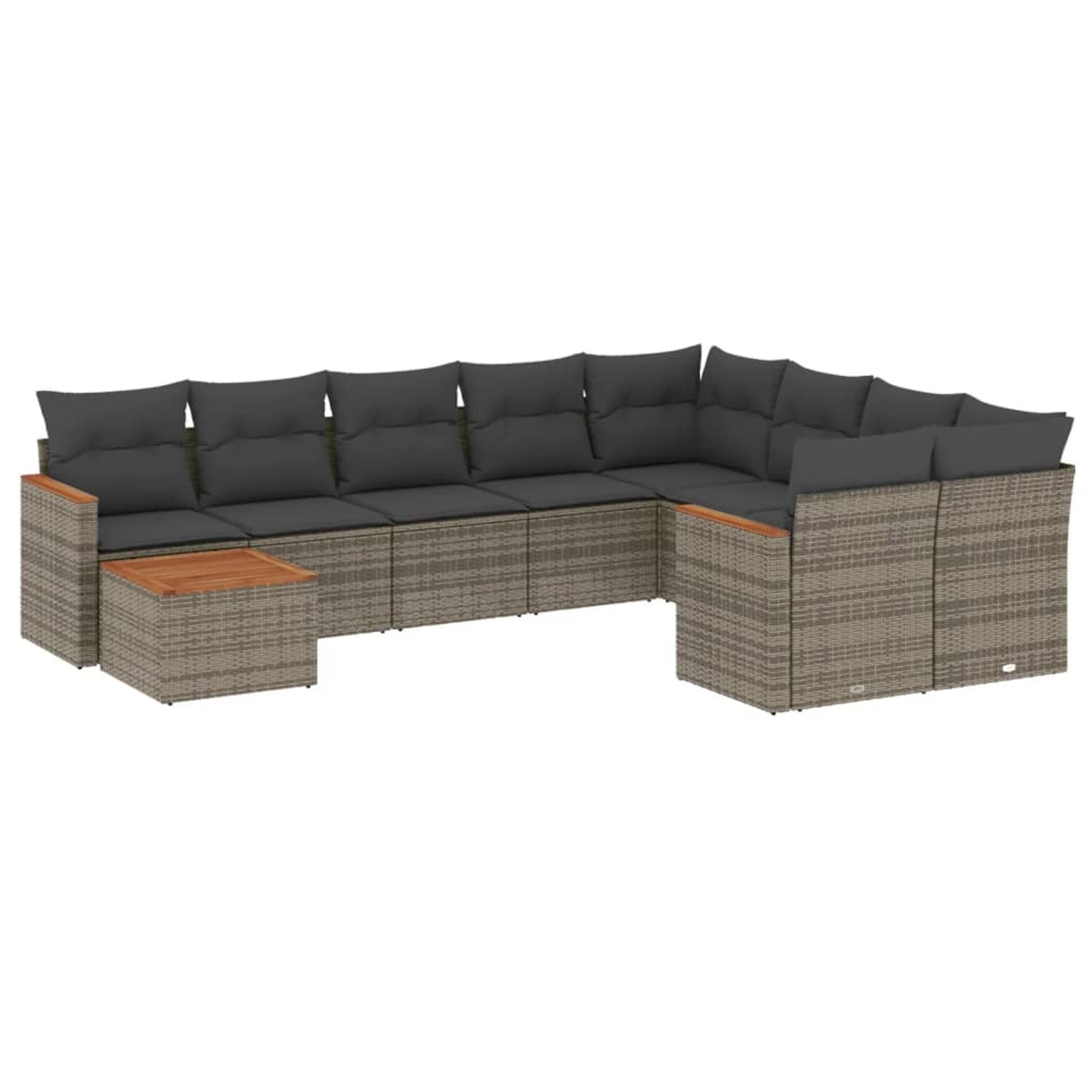 vidaXL 10-Tlg Garten-Sofagarnitur mit Kissen Grau Poly Rattan 3226319
