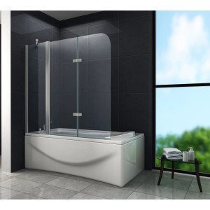 Glasdeals Badewannenaufsatz Duschtrennwand TRIPLE 150 x 140 cm – 3507