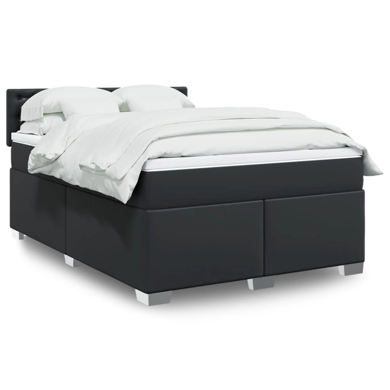 vidaXL Boxspringbett mit Matratze Schwarz 160x200 cm Kunstleder 3288428 günstig online kaufen
