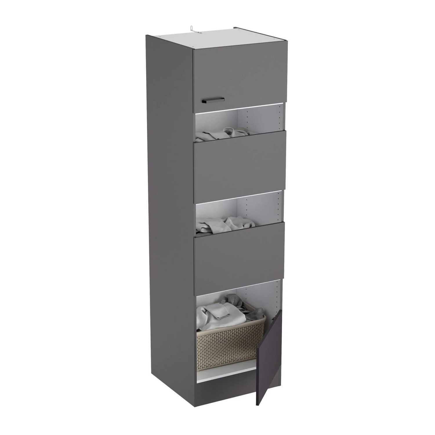 OPTIFIT Wäscheschrank Kiel420, anthrazit matt, mit Fächern für Wäschekörbe. Hauswirtschaftsraummöbel.