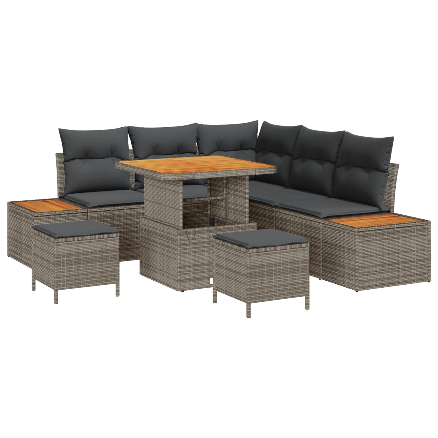 vidaXL Garten-Sofa-Set mit Kissen 8-Tlg Grau Poly Rattan 3362913 günstig online kaufen