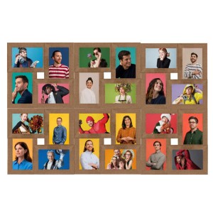 Hellbrauner Collage Bilderrahmen für 24 Fotos (10x15 cm) aus MDF, Dekoartikel für Wohnaccessoires.
