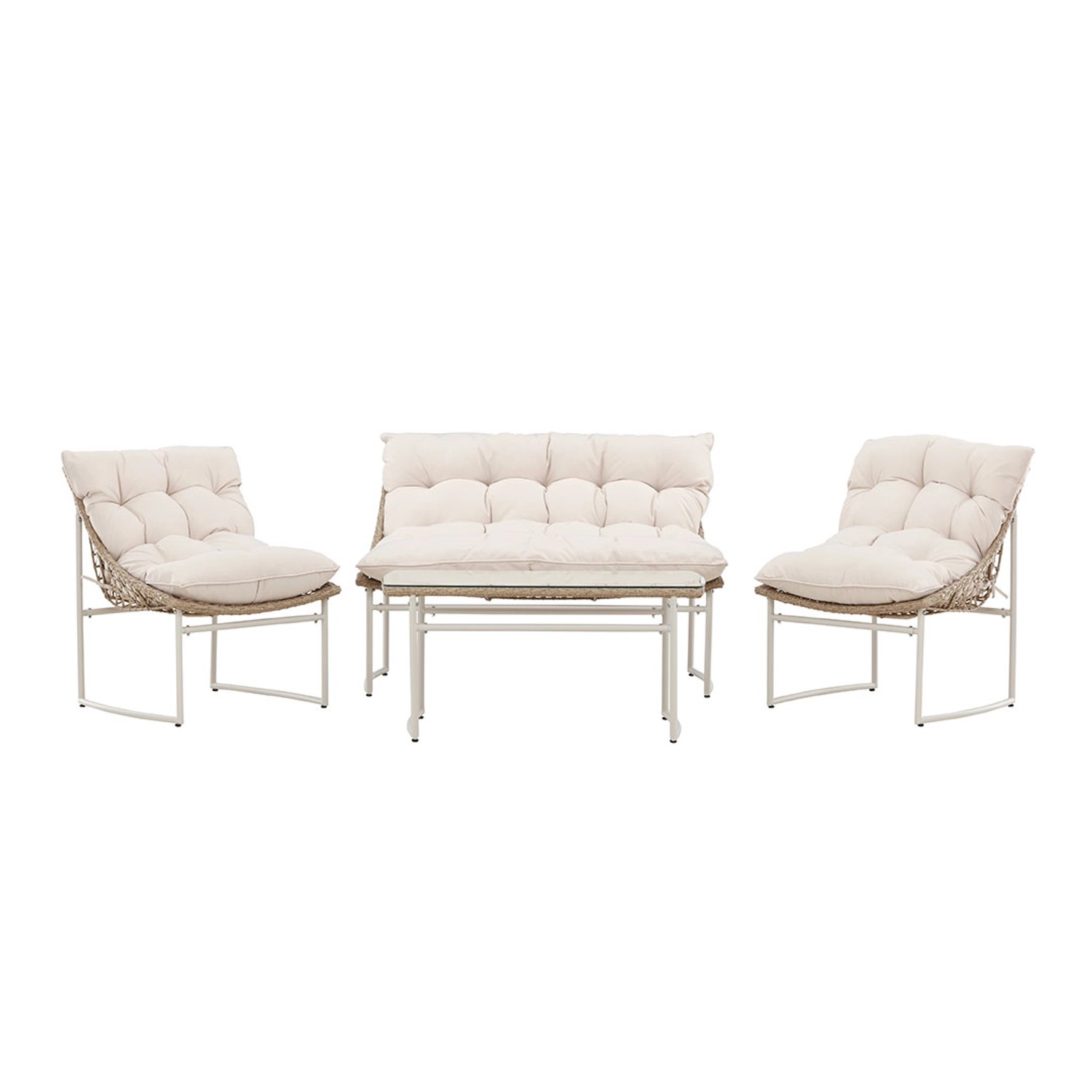 ebuy24 Tina Loungeset 1 Couchtisch 1 Sofa 2 Stühle Beige Tisch cm H45xB50xT günstig online kaufen