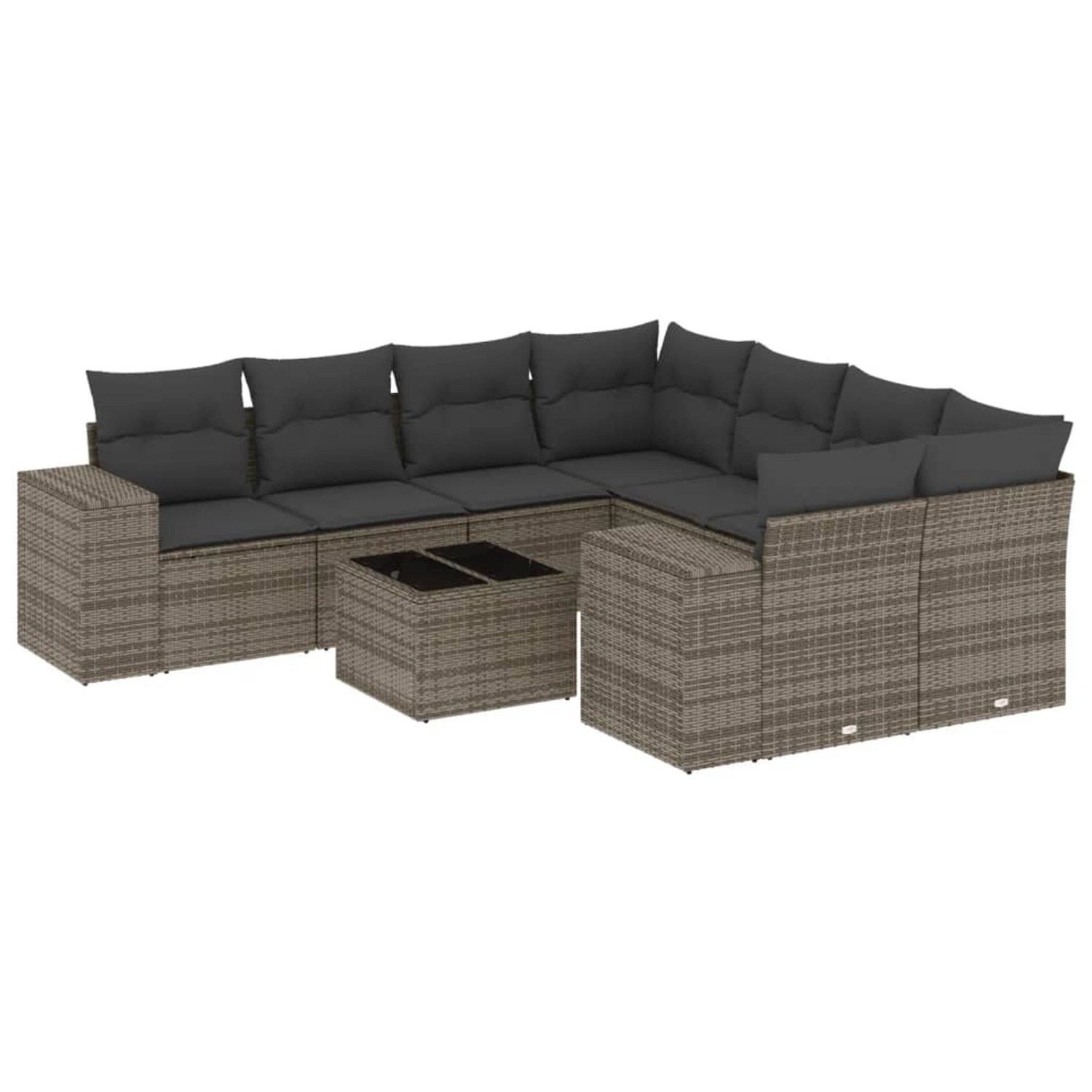 vidaXL 9-Tlg Garten-Sofagarnitur mit Kissen Grau Poly Rattan 3254697 günstig online kaufen