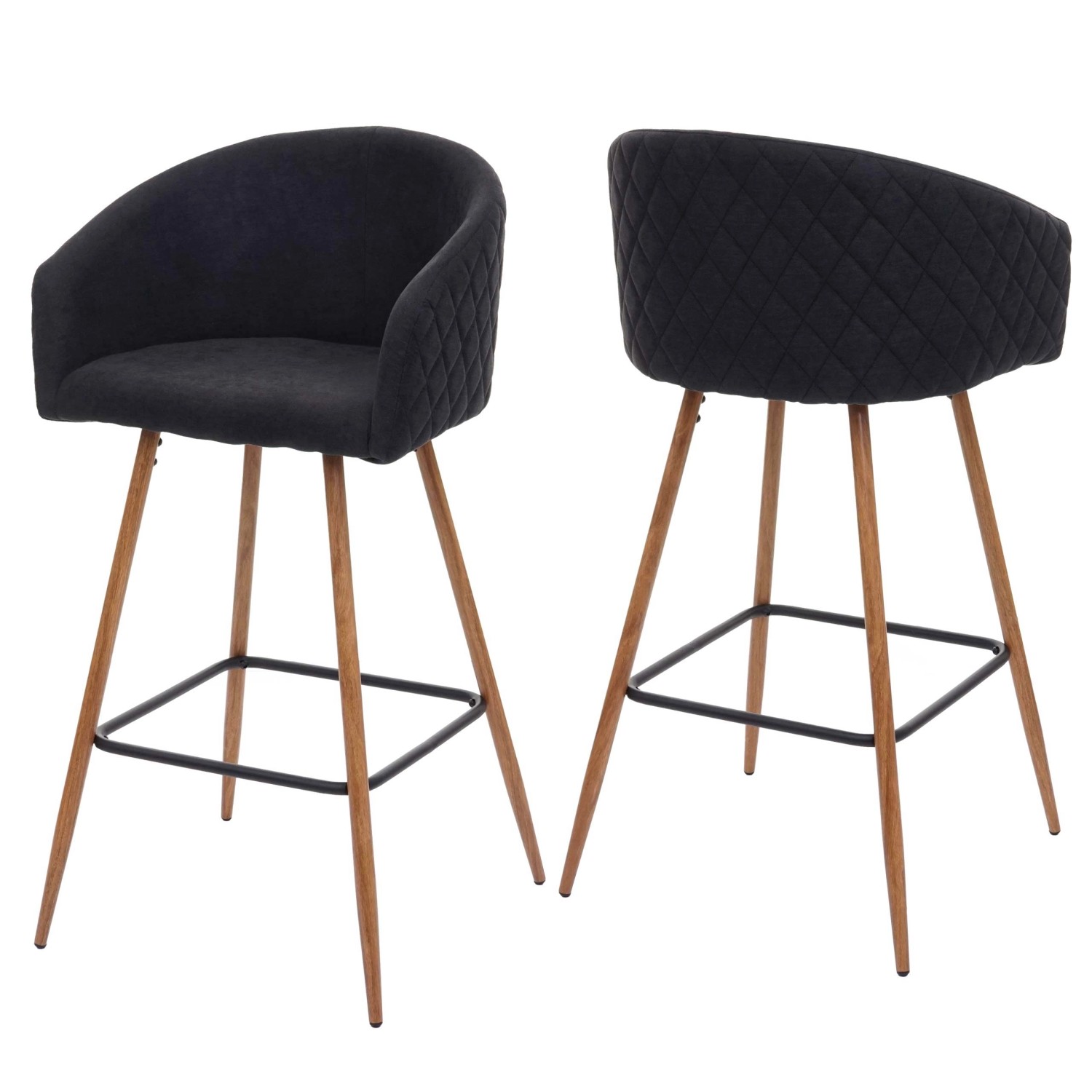 PROREGAL 2er-Set Barhocker Sitzhöhe 74cm Metall Holzoptik Stoff/Textil Anth günstig online kaufen