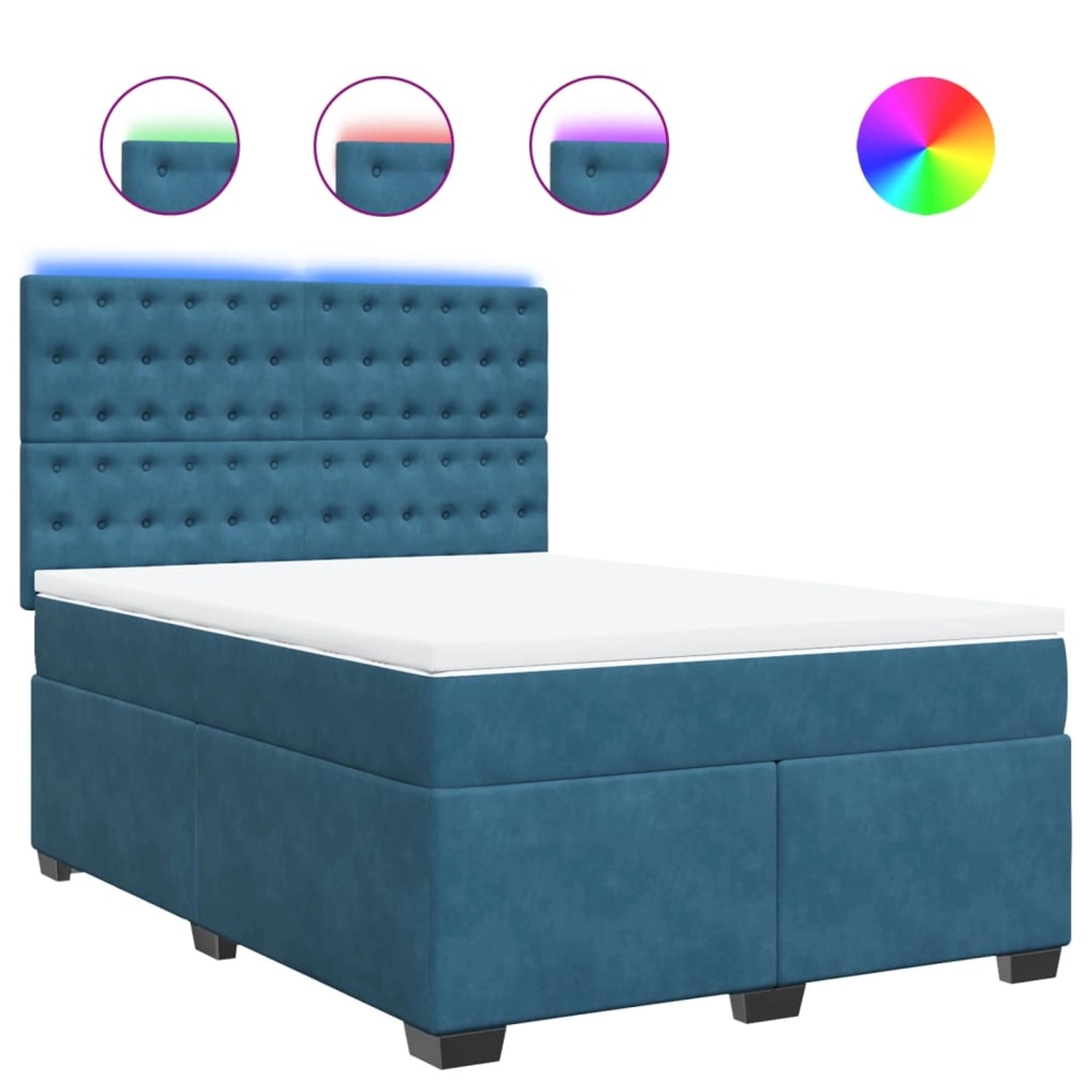 vidaXL Boxspringbett mit Matratze Blau 160x200 cm Samt 3293270 günstig online kaufen