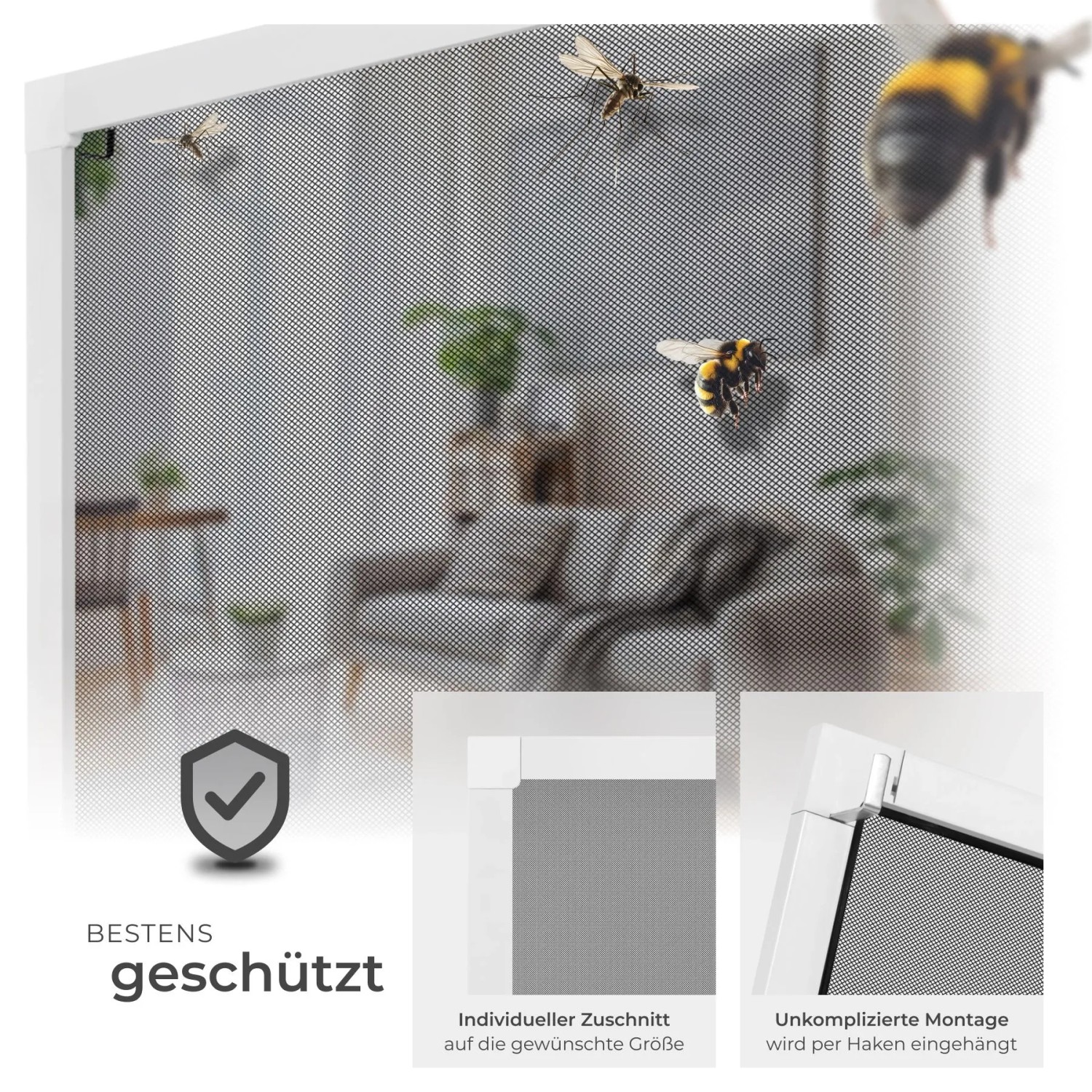Tectake Fliegengitter Mit Aluminiumrahmen Für Fenster Zuschneidbar Wetter und Uv Beständig 80 x 100 cm 1 x 80 x 100 cm Weiß_3