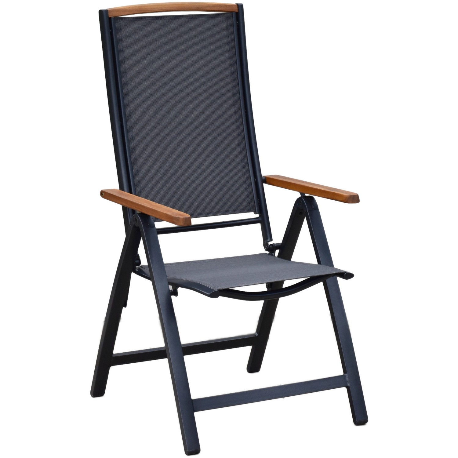 Merxx Klappsessel aus der Gartenmöbelset Siena Serie mit Akazienholz Armlehnen.