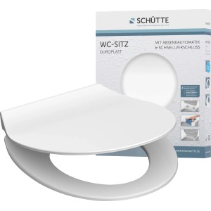 Weißer Schütte WC-Sitz Slim White Duroplast mit Absenkautomatik und Schnellverschluss.