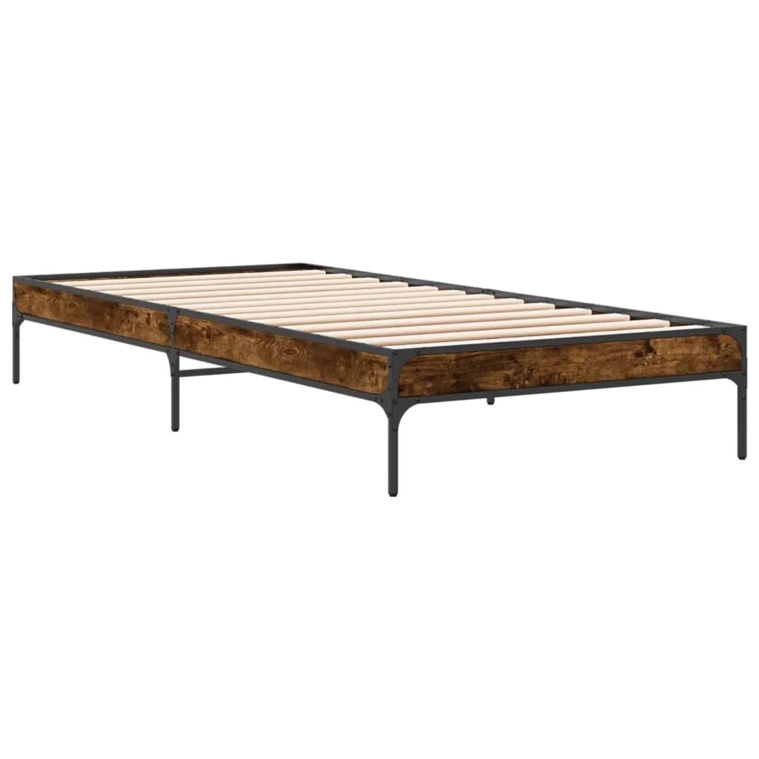 vidaXL Bettgestell Räuchereiche 90x200 cm Holzwerkstoff und Metall 845033 günstig online kaufen
