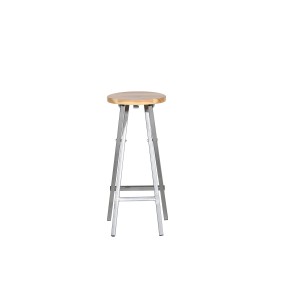 Fun Star Barhocker: Stahlgestell mit Kieferholz-Sitzfläche, beige, 82cm hoch.