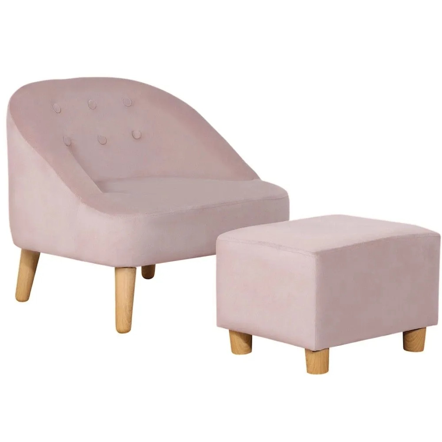 HOMCOM Kindersessel mit Fußhocker Samtoptik Rosa 51 x 51 x 50 cm