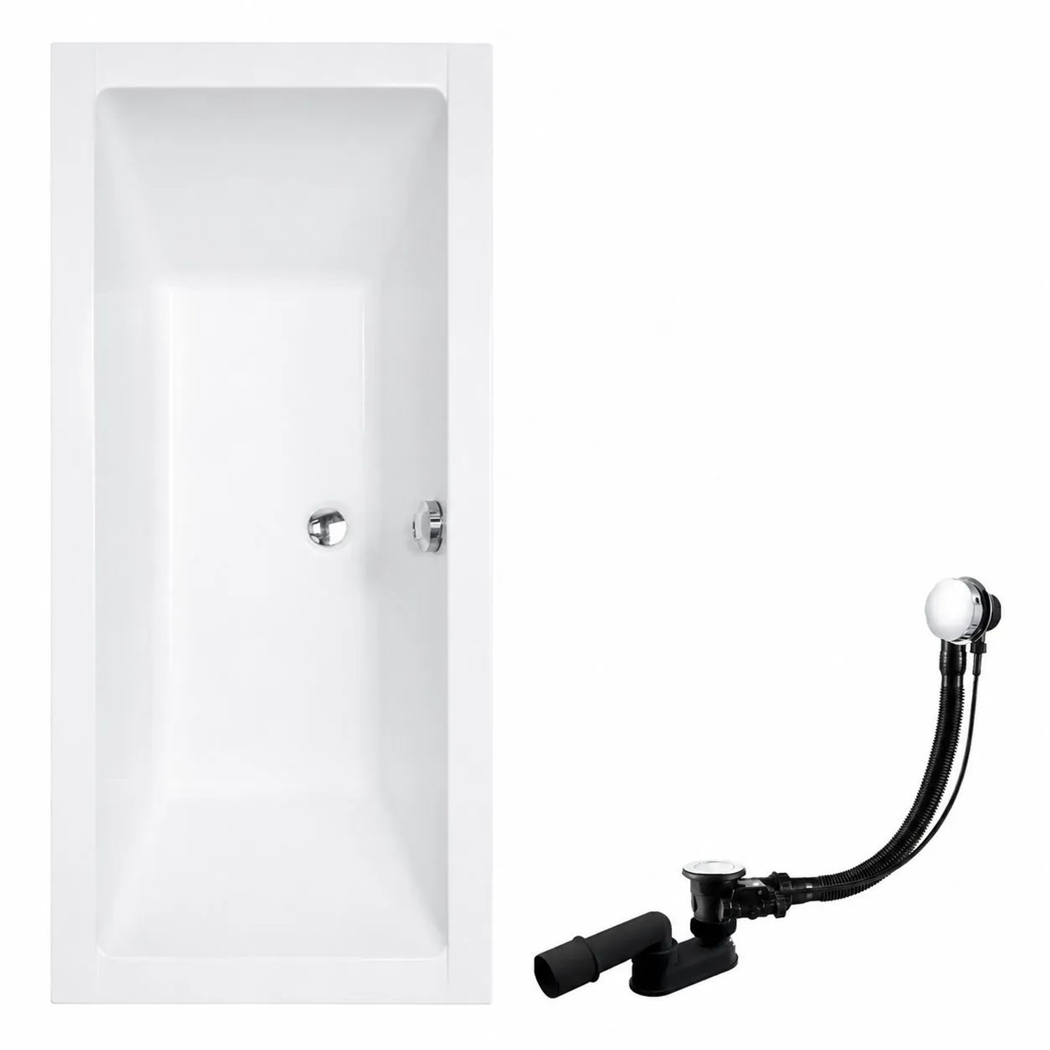KOLMAN Badewanne Rechteck 170 x 75 Cm Mit Bambus Badewannenablage Inkl. Ablauf Und Füße