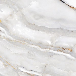 Bodenfliese Feinsteinzeug, glasiert und poliert, 60x60 cm, Marmor-Optik.