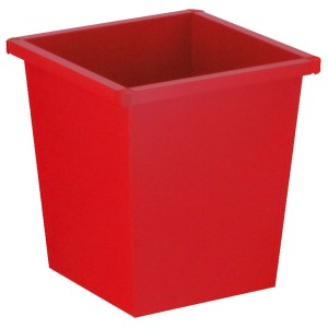 Roter PROREGAL Papierkorb, viereckig, aus Metall mit Stoßecken aus Kunststoff, 27 Liter.