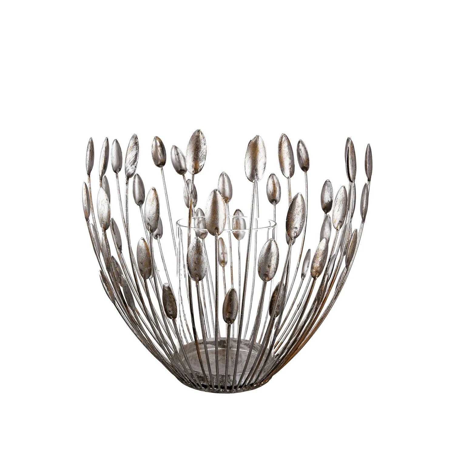 Gilde Windlicht Trevi Silberfarben 27 cm x Ø 30 cm
