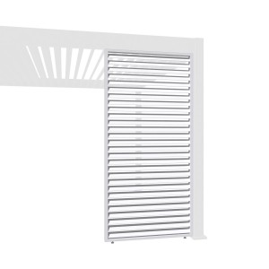 Weiße Weide Lamellenwand aus Aluminium für Pergola, 123cm, horizontal.