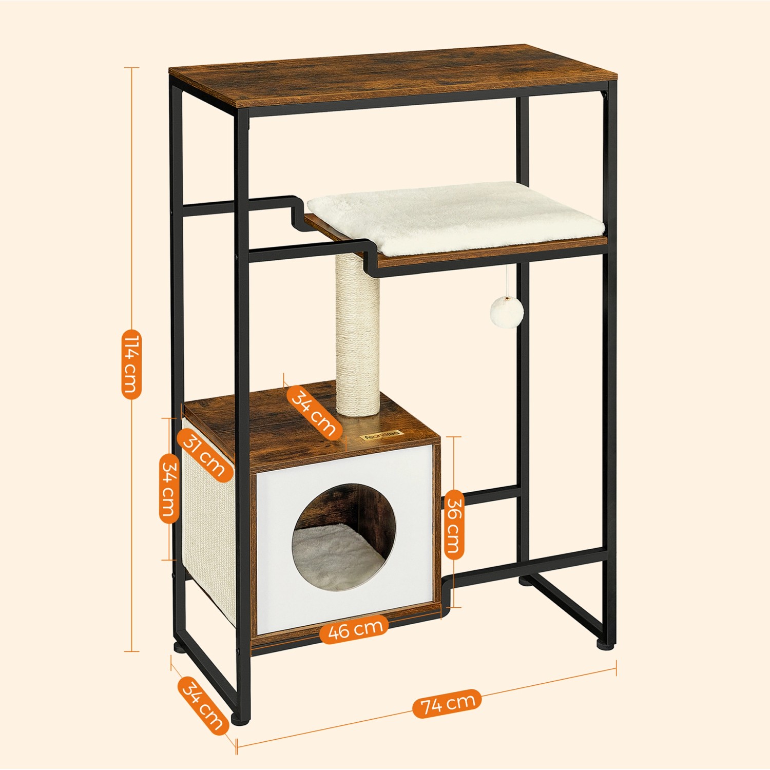 Feandrea Kratzbaum 74 cm x 34 cm x 114 cm Braun_5