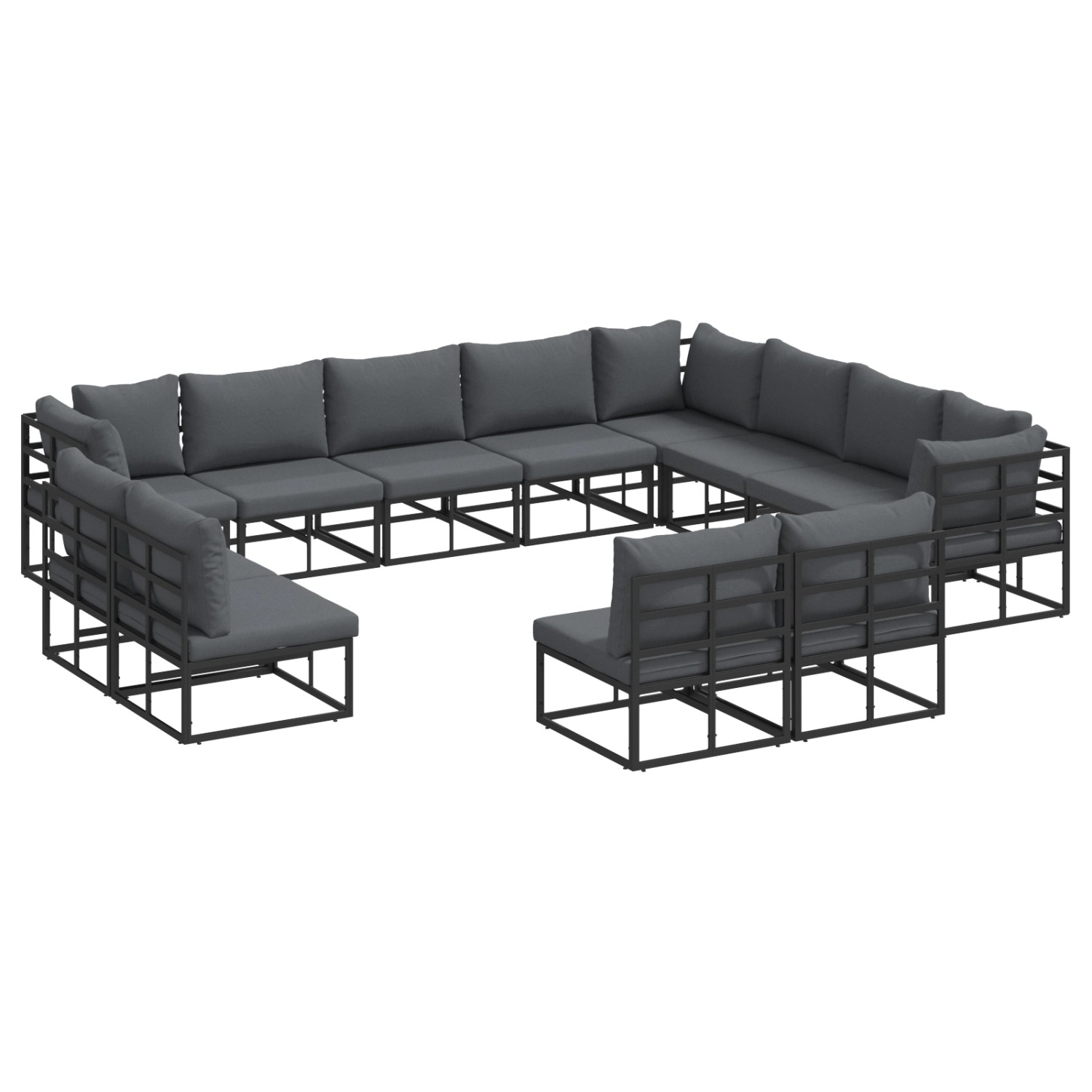vidaXL Garten-Sofa-Set mit Kissen 12-Tlg Schwarz Aluminium 3378928 günstig online kaufen