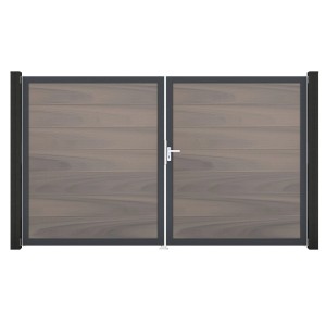 GroJa Steckzaun Tor Grande, DIN Rechts, Bi-Color. Gartentor mit BPC-Füllung und Aluminiumrahmen.