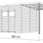 Bertilo Elementgartenhaus Amrum 4 Plus XL, Natur, 380x238cm, mit Unterstand.