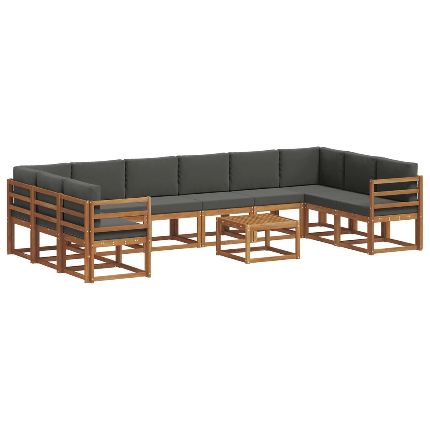 vidaXL Outdoor-Sofagarnitur mit Kissen 11-Tlg Natur und Anthrazit 3367075