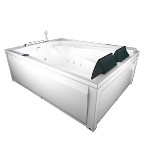 AquaVapore Whirlpool Badewanne 135x180cm, rechteckig, mit Nackenkissen und Armaturen.
