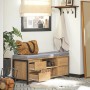SoBuy Schuhbank FSR149-N mit Schubladen und Sitzkissen, Natur/Schwarz. Schuhtruhe für Flur und Diele.