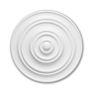 Weiße PROFHOME Deckenrosette aus Polyurethan, 34 cm Durchmesser, Zierelement für Paneele.