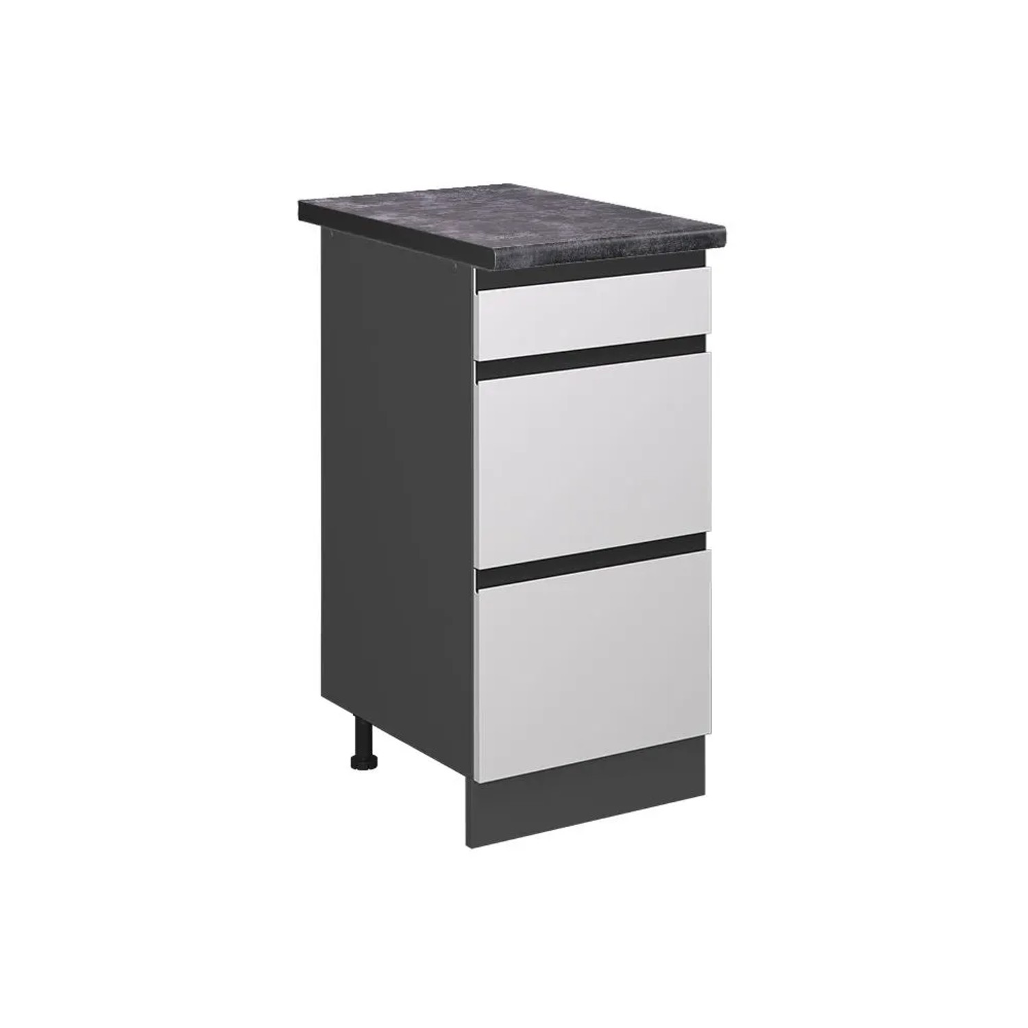Vicco Küchenunterschrank R-Line Weiß Anthrazit 40 cm mit Schubladen J-Shape AP Anthrazit