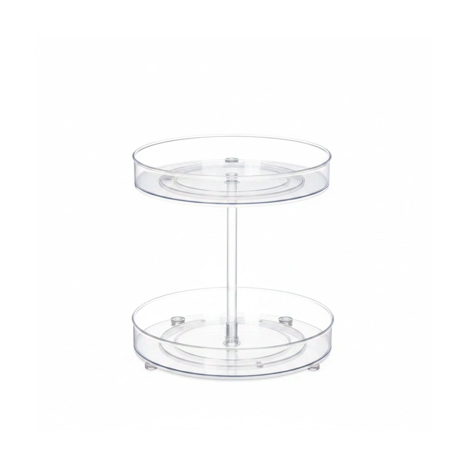 Relaxdays Drehteller Kunststoff Transparent Doppelstöckig Drehbar 24 cm x ø 27 cm 600 g