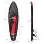 Aufblasbares Stand Up Paddle Board Makani, 320x80x15 cm, schwarz-rot, mit Größenangaben.