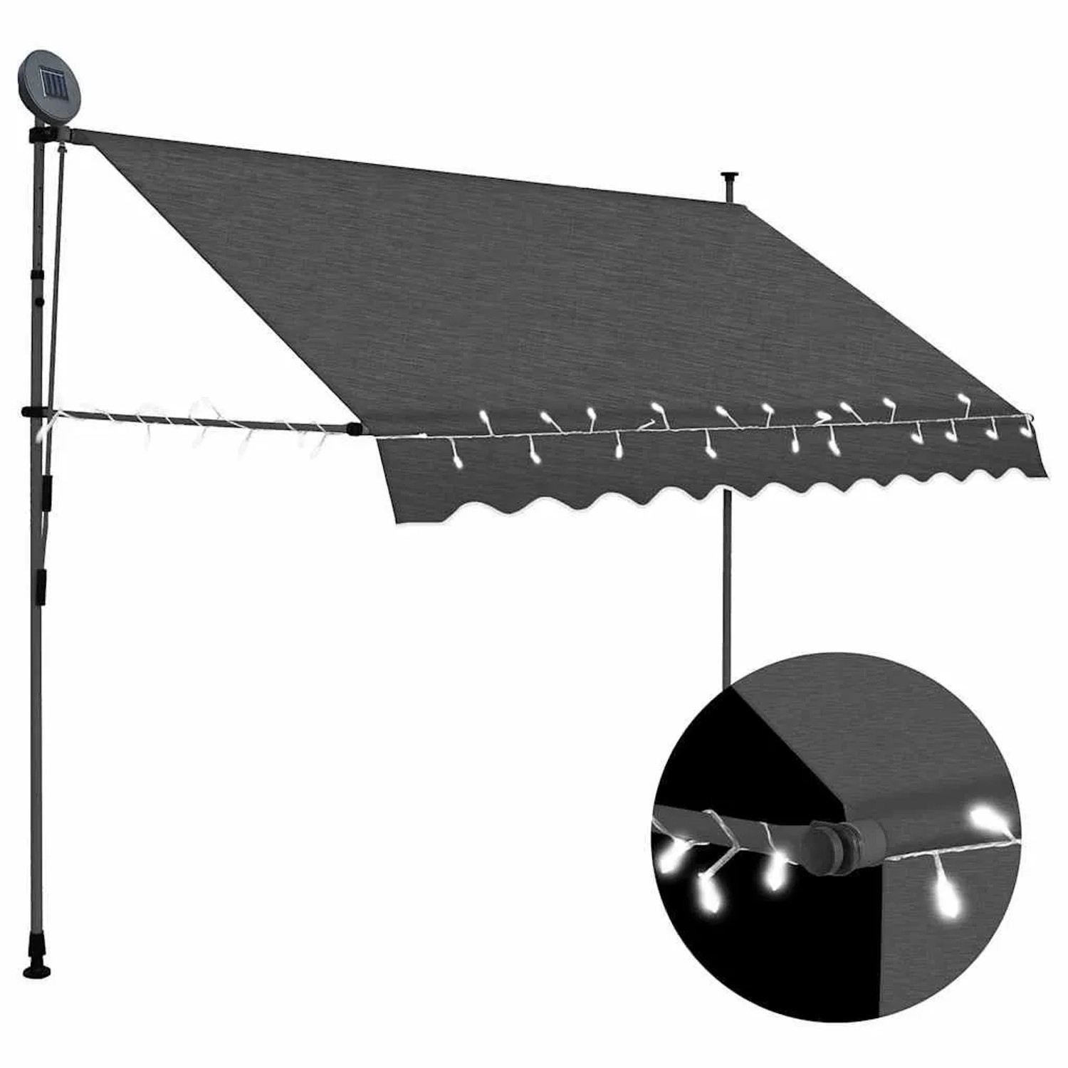 vidaXL Einziehbare Markise Handbetrieben mit LED 250 cm Anthrazit 145865
