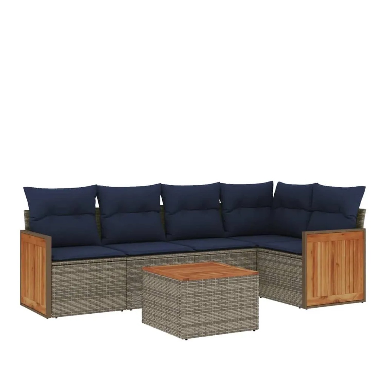 vidaXL 6-Tlg Gartensofa-Set mit Kissen Grau Polyrattan 3227636 günstig online kaufen