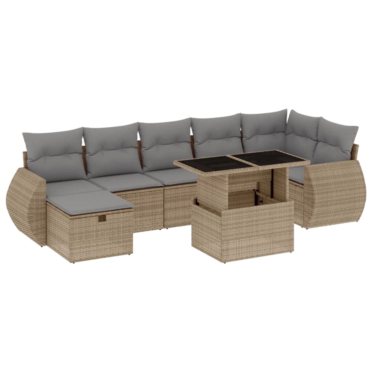 vidaXL 8-Tlg Garten-Sofagarnitur mit Kissen Beige Poly Rattan 3275149 günstig online kaufen