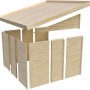 Einzelteile des Karibu Holz-Gartenhauses Timsund Natur mit Pultdach, unbehandelt.
