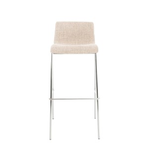 DELUKE Barhocker TENAR Stoff Creme 43x48x100cm Silber Barstuhl Mit Lehne Tresenhocker Tresenstuhl