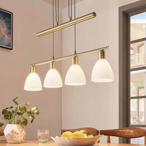 Lindby Pendelleuchte Simeon 9620356 Modern in Gold Messing aus Glas 4-flammig E14 Wohnzimmerleuchte