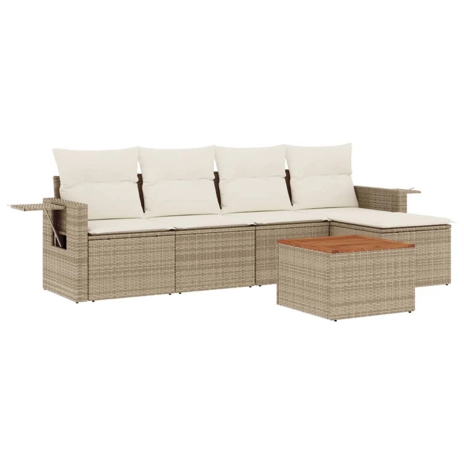 vidaXL 6-Tlg Garten-Sofagarnitur mit Kissen Beige Poly Rattan 3256870 günstig online kaufen