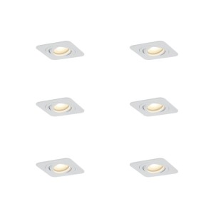 Set mit 6 weißen, dreh- und schwenkbaren QAZQA Einbaustrahlern AlberTo GU10 50mm IP44.