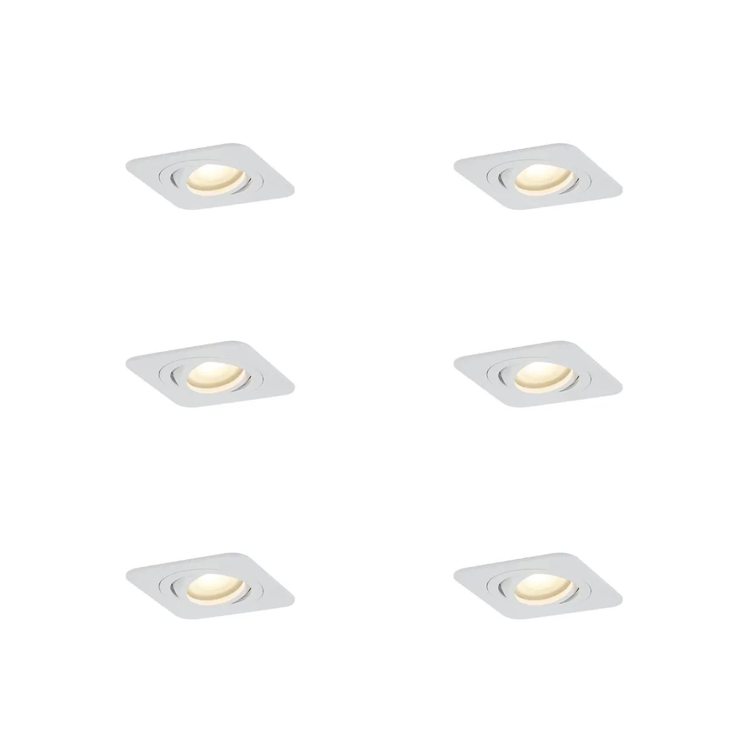 QAZQA Set mit 6 Runden Einbaustrahlern Weiß GU10 50mm Dreh  und Schwenkbar IP44 AlberTo