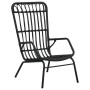 Schwarzer vidaXL Gartenstuhl aus Poly Rattan mit Armlehnen und Stahlgestell.